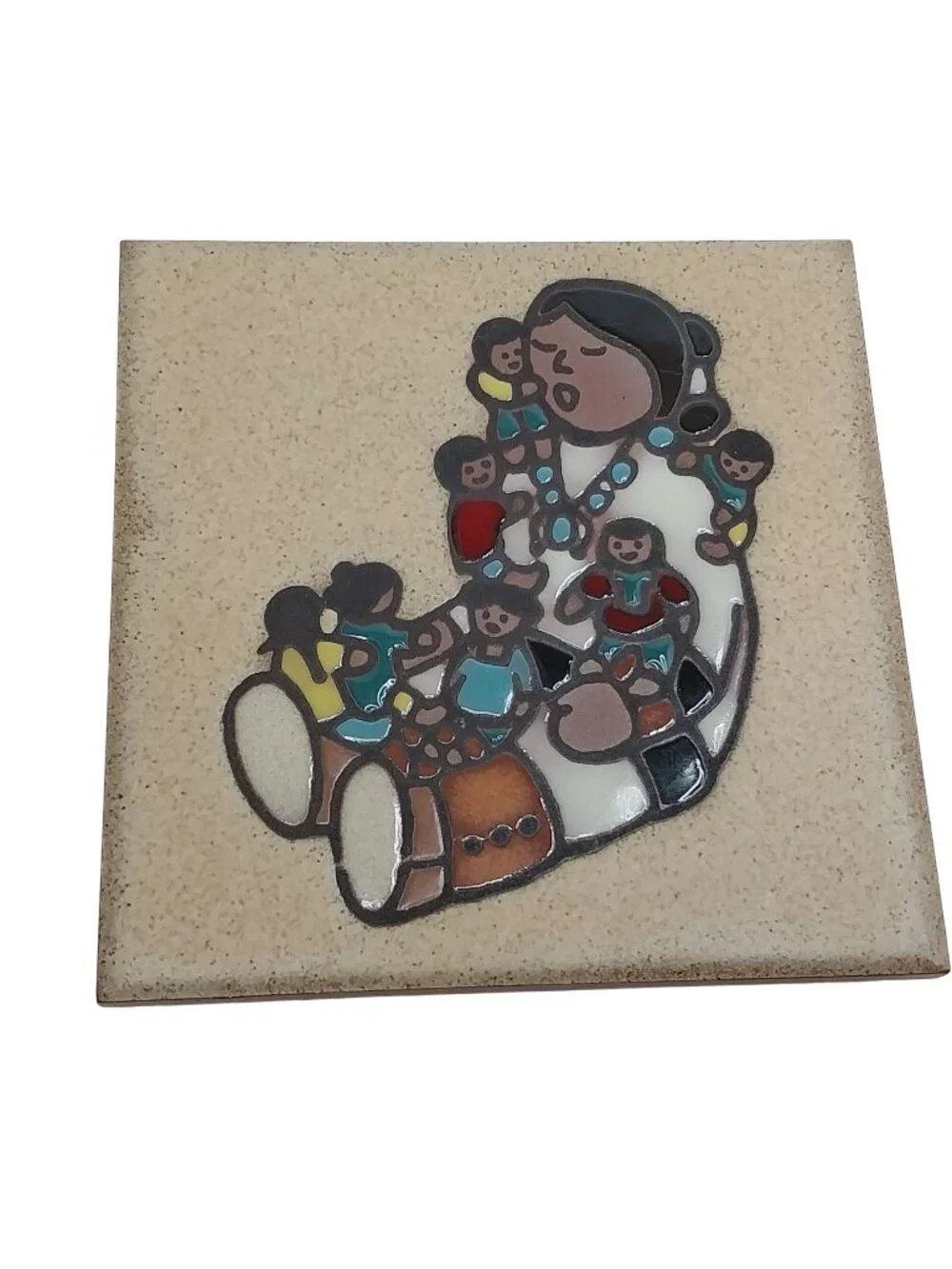 Teissedre Designs Southwestern Native American Ceramic Tile Storyteller Trivet